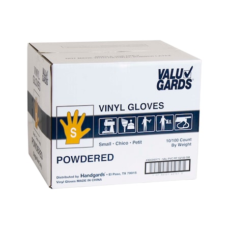 Valugards Valugards P, Disposable Gloves, Vinyl, Powdered, S, 1000 PK, Clear 304340171